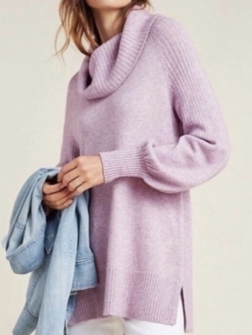 Anthropologie Paloma Knit Tunic Sweater Lavander Pink Size S